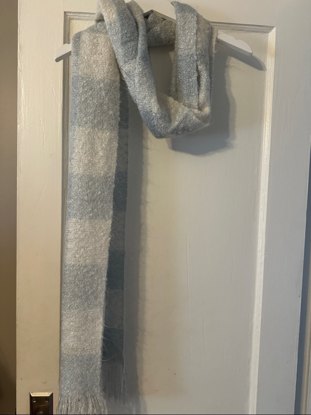Charming Charlie Gray & Cream Striped Knit Scarf